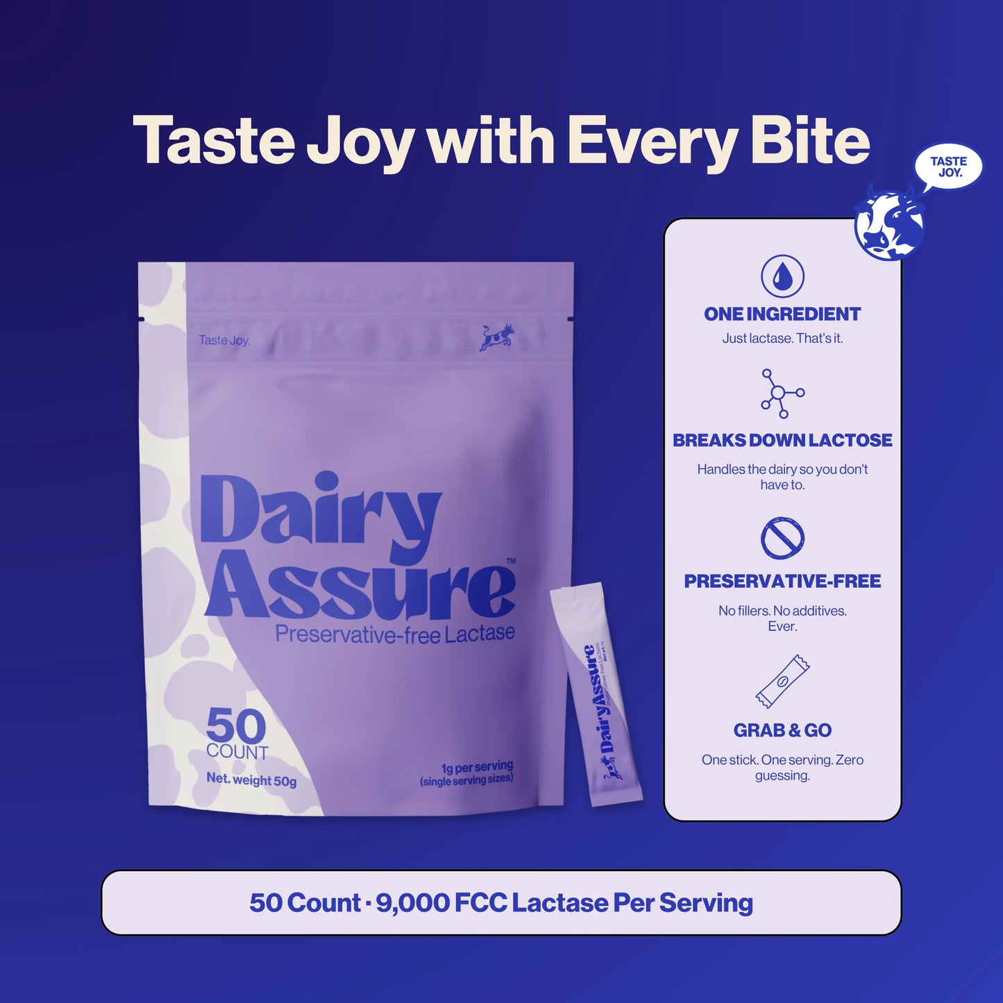 DairyAssure Lactase Powder Sticks (50 Pack)